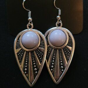 New - Antique Silver Tone and Stone Earrings
